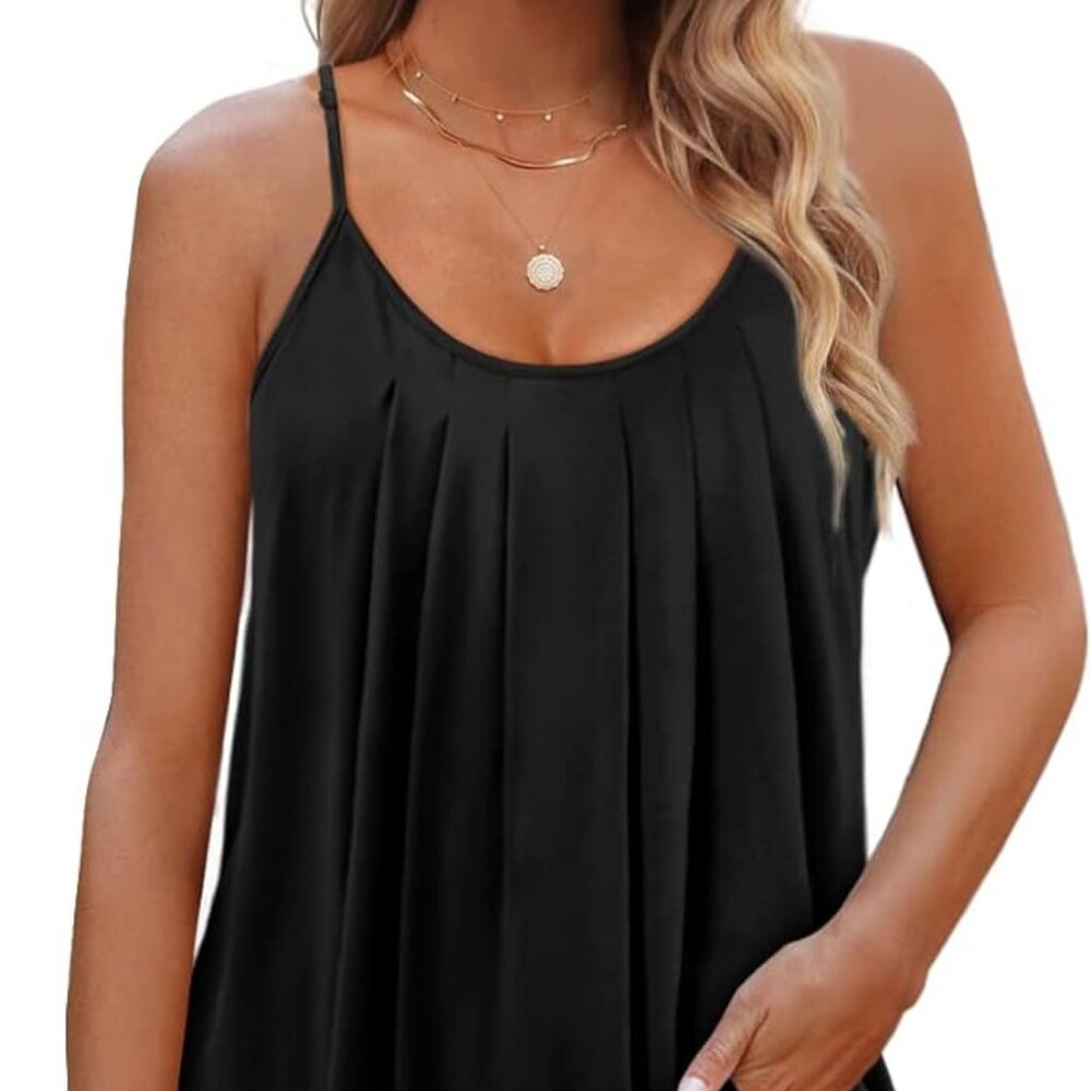 Black Pleated Sleeveless Top